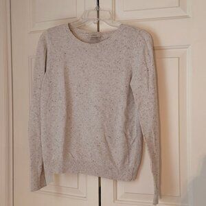 LOFT crewneck sweater, size Medium, beige with black and gray speckles